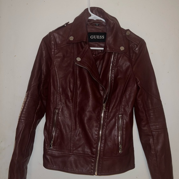 Guess Women's Deep Red Leather Jacket - Picture 1 of 7